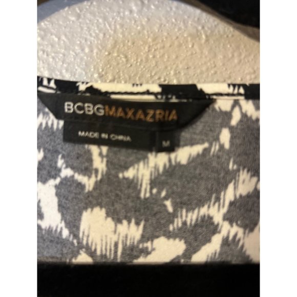 BCBGMaxAzria Dress M Medium Wrap Stretch Career Church Black Ivory Washable - Picture 12 of 13